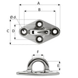 Wichard Diamond Pad Eye - Round - 98mm Length (3-55/64") - M8 Screw [6646W]